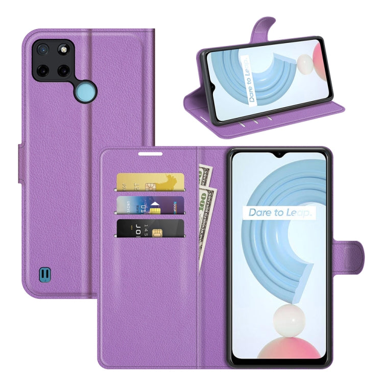 For OPPO Realme C21Y Litchi Texture Horizontal Flip Protective Case with Holder & Card Slots & Wallet