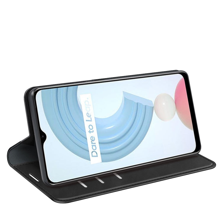 For OPPO Realme C21Y Retro-skin Business Magnetic Suction Leather Case with Holder & Card Slots & Wallet