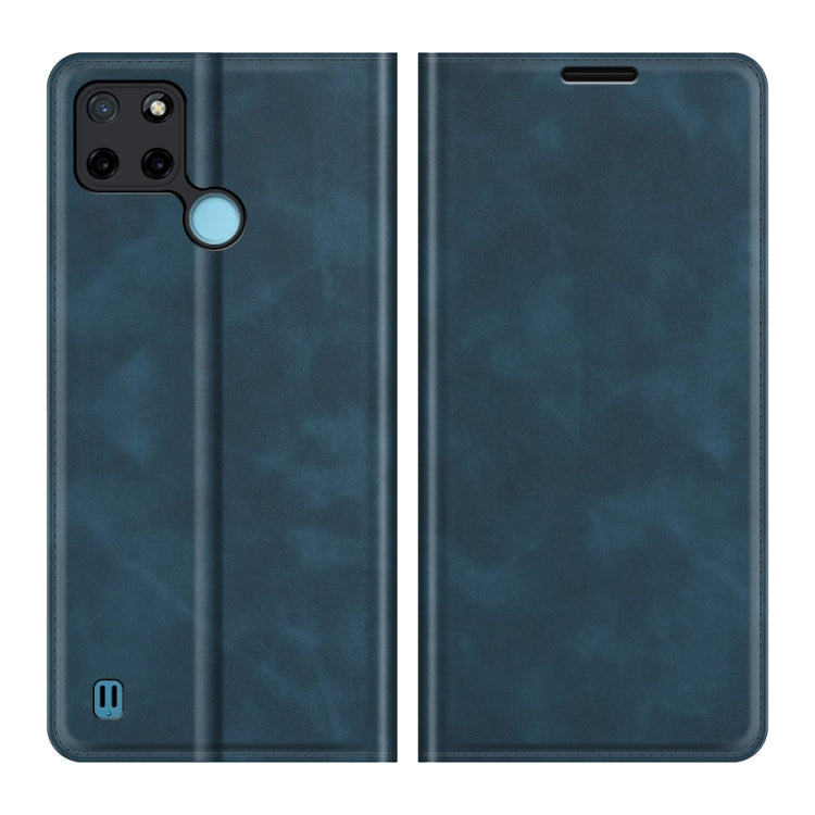 For OPPO Realme C21Y Retro-skin Business Magnetic Suction Leather Case with Holder & Card Slots & Wallet