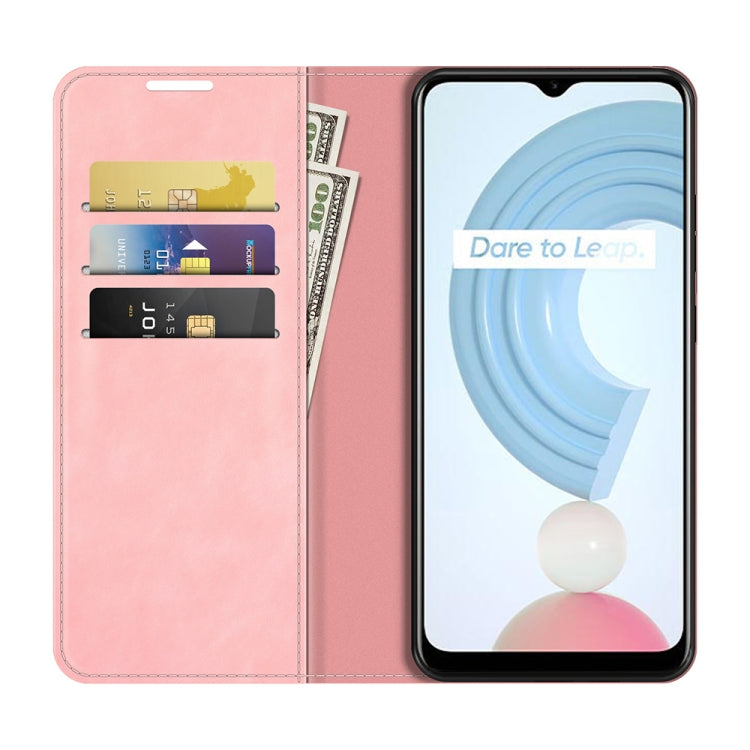 For OPPO Realme C21Y Retro-skin Business Magnetic Suction Leather Case with Holder & Card Slots & Wallet