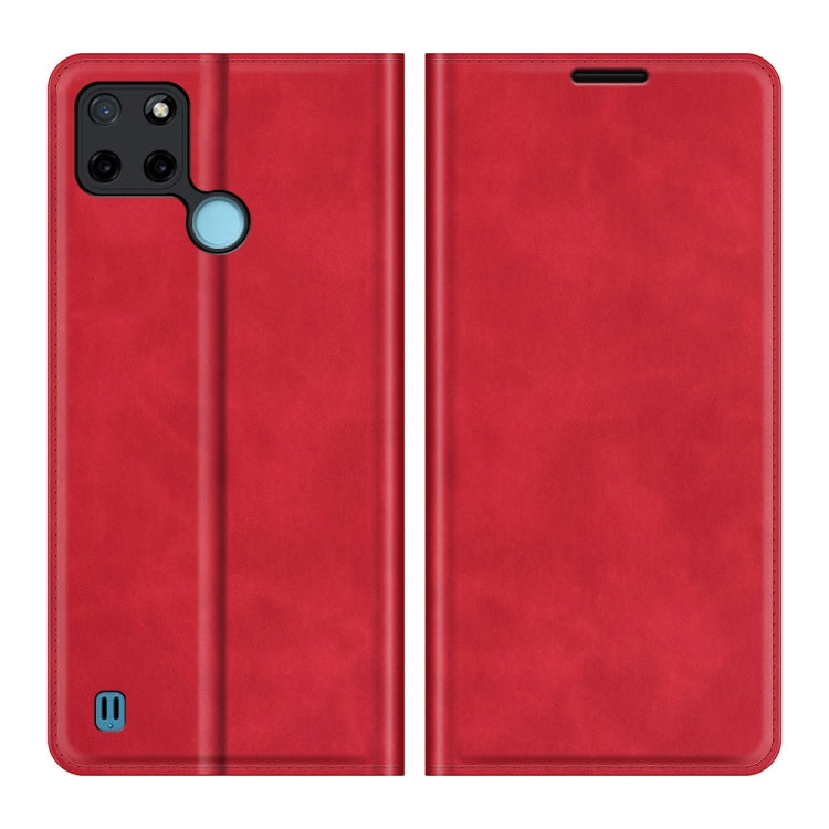 For OPPO Realme C21Y Retro-skin Business Magnetic Suction Leather Case with Holder & Card Slots & Wallet