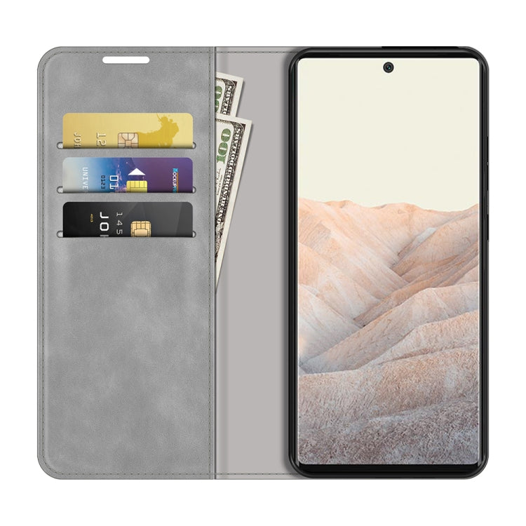 For Google Pixel 6 Pro Retro-skin Business Magnetic Suction Leather Case with Holder & Card Slots & Wallet