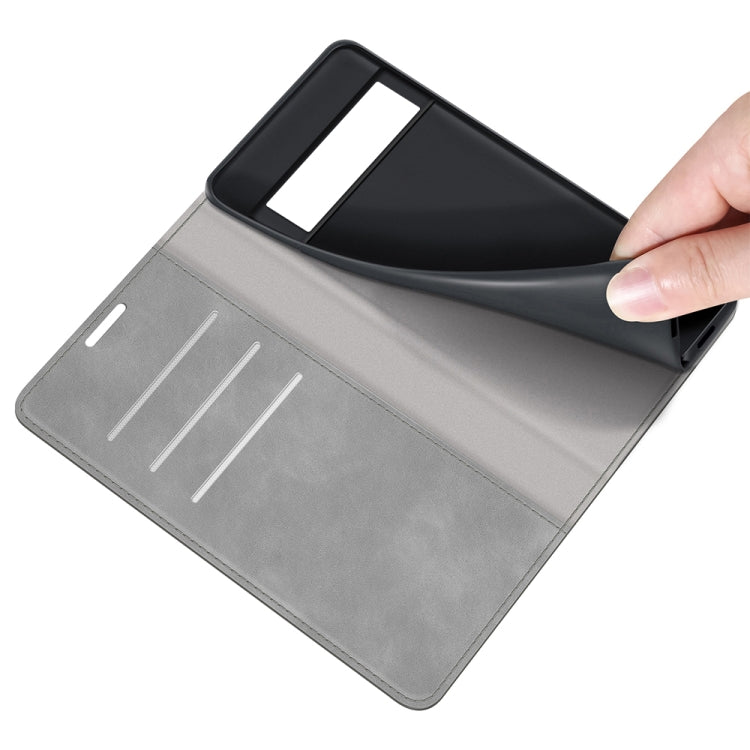 For Google Pixel 6 Pro Retro-skin Business Magnetic Suction Leather Case with Holder & Card Slots & Wallet