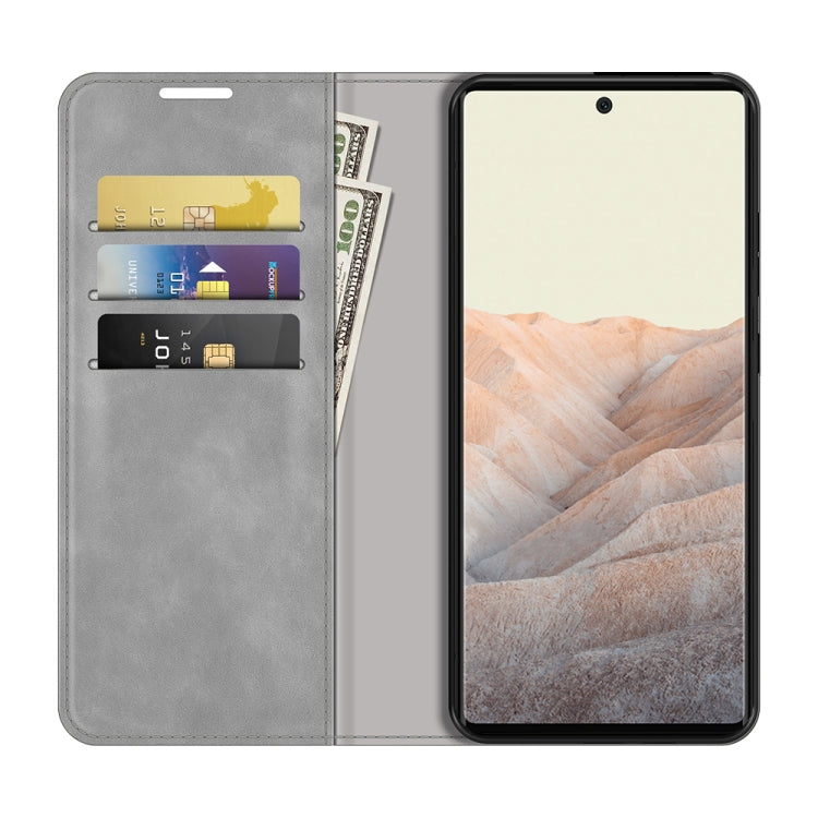 For Google Pixel 6 Retro-skin Business Magnetic Suction Leather Case with Holder & Card Slots & Wallet