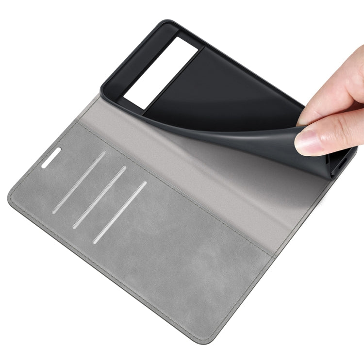 For Google Pixel 6 Retro-skin Business Magnetic Suction Leather Case with Holder & Card Slots & Wallet