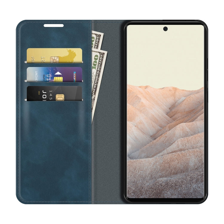 For Google Pixel 6 Retro-skin Business Magnetic Suction Leather Case with Holder & Card Slots & Wallet