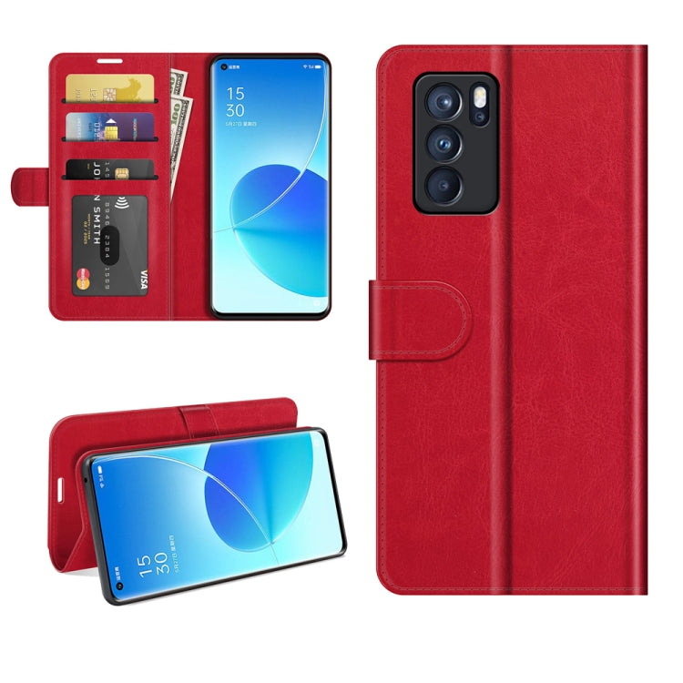 For OPPO Reno6 Pro 5G R64 Texture Single Horizontal Flip Protective Case with Holder & Card Slots & Wallet& Photo Frame