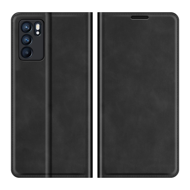 For OPPO Reno6 5G Retro-skin Business Magnetic Suction Leather Case with Holder & Card Slots & Wallet