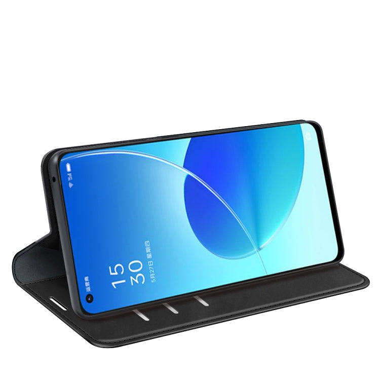 For OPPO Reno6 5G Retro-skin Business Magnetic Suction Leather Case with Holder & Card Slots & Wallet