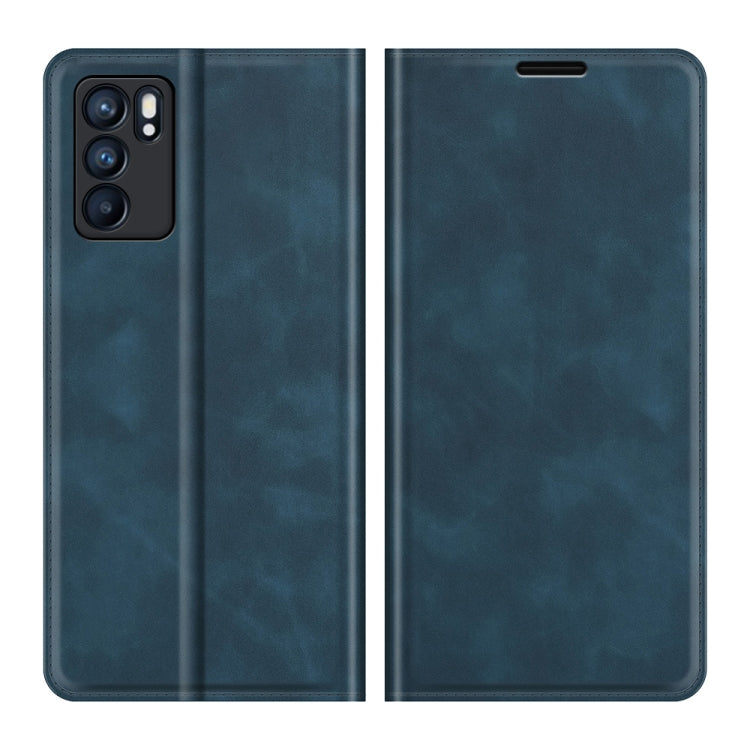 For OPPO Reno6 5G Retro-skin Business Magnetic Suction Leather Case with Holder & Card Slots & Wallet