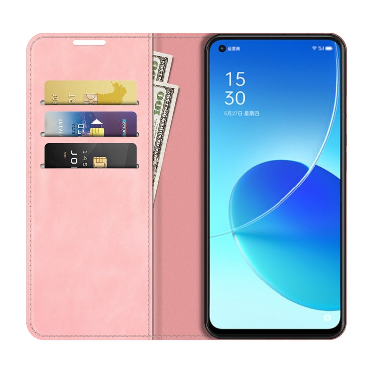 For OPPO Reno6 5G Retro-skin Business Magnetic Suction Leather Case with Holder & Card Slots & Wallet