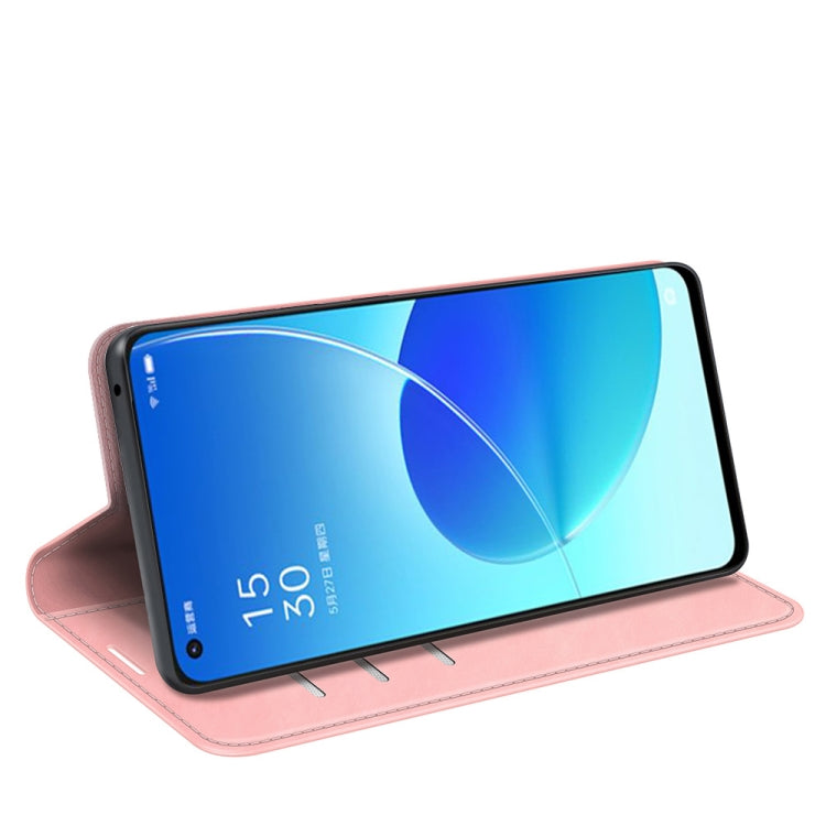 For OPPO Reno6 5G Retro-skin Business Magnetic Suction Leather Case with Holder & Card Slots & Wallet