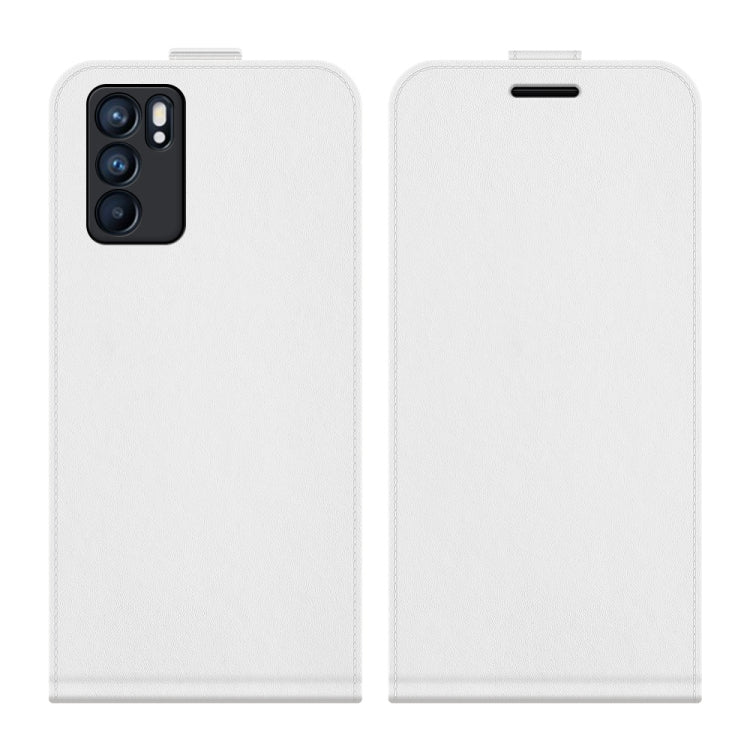 For OPPO Reno6 5G R64 Texture Single Vertical Flip Leather Protective Case with Card Slots & Photo Frame
