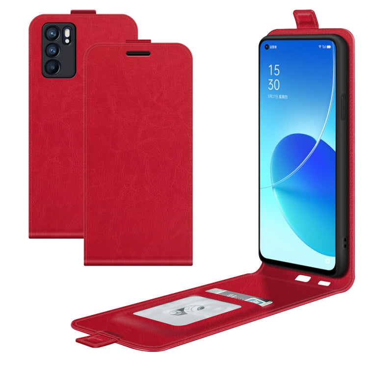 For OPPO Reno6 5G R64 Texture Single Vertical Flip Leather Protective Case with Card Slots & Photo Frame