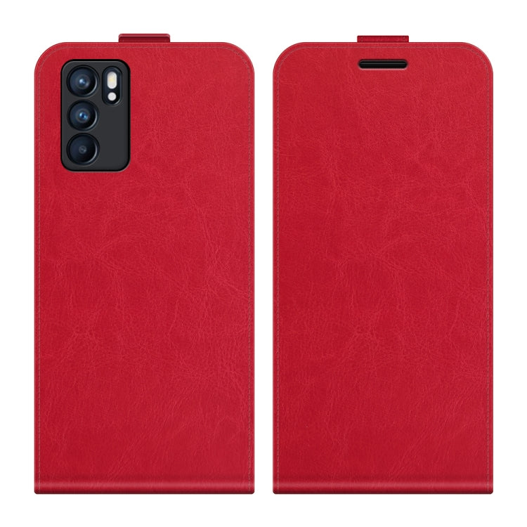 For OPPO Reno6 5G R64 Texture Single Vertical Flip Leather Protective Case with Card Slots & Photo Frame