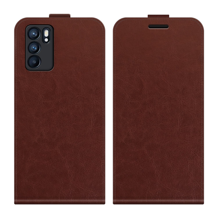 For OPPO Reno6 5G R64 Texture Single Vertical Flip Leather Protective Case with Card Slots & Photo Frame