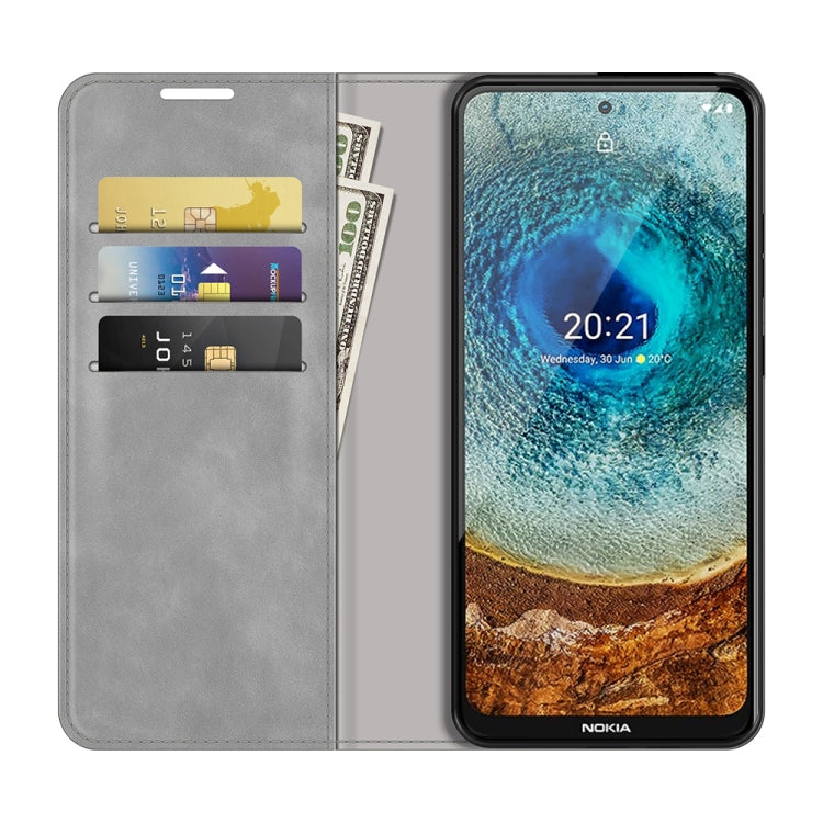 For Nokia X10/X20 Retro-skin Business Magnetic Suction Leather Case with Holder & Card Slots & Wallet