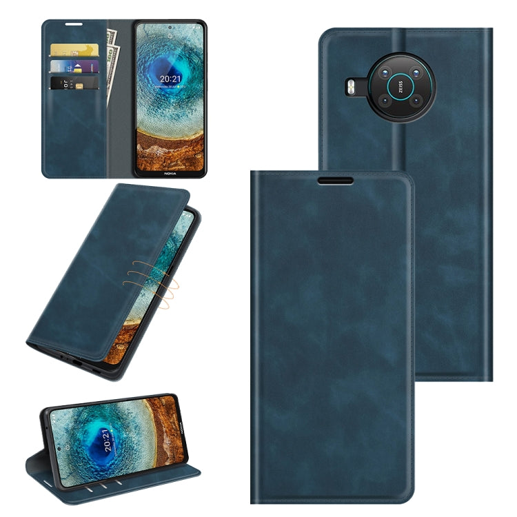 For Nokia X10/X20 Retro-skin Business Magnetic Suction Leather Case with Holder & Card Slots & Wallet