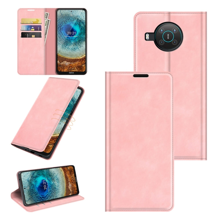 For Nokia X10/X20 Retro-skin Business Magnetic Suction Leather Case with Holder & Card Slots & Wallet