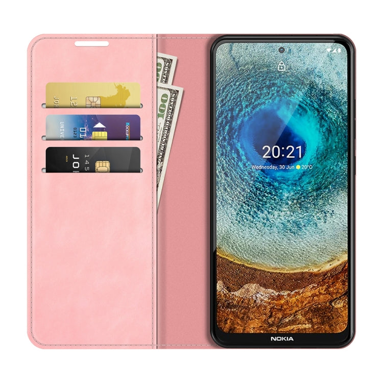 For Nokia X10/X20 Retro-skin Business Magnetic Suction Leather Case with Holder & Card Slots & Wallet