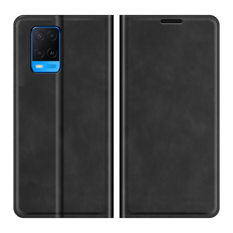 For OPPO A54 4G Retro-skin Business Magnetic Suction Leather Case with Holder & Card Slots & Wallet