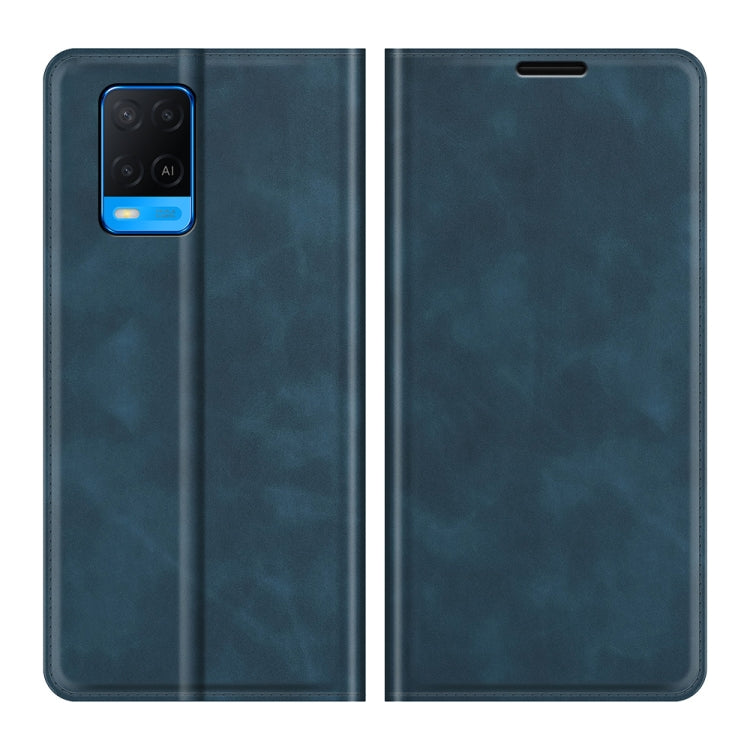 For OPPO A54 4G Retro-skin Business Magnetic Suction Leather Case with Holder & Card Slots & Wallet