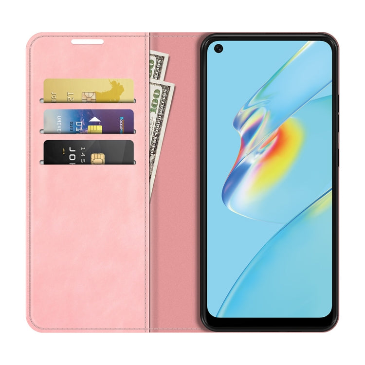 For OPPO A54 4G Retro-skin Business Magnetic Suction Leather Case with Holder & Card Slots & Wallet