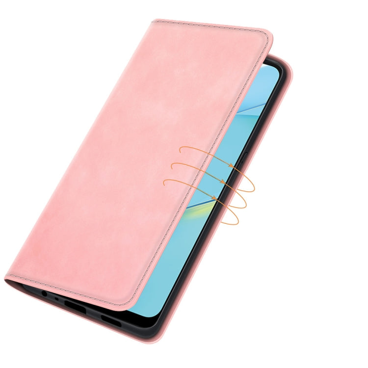 For OPPO A54 4G Retro-skin Business Magnetic Suction Leather Case with Holder & Card Slots & Wallet