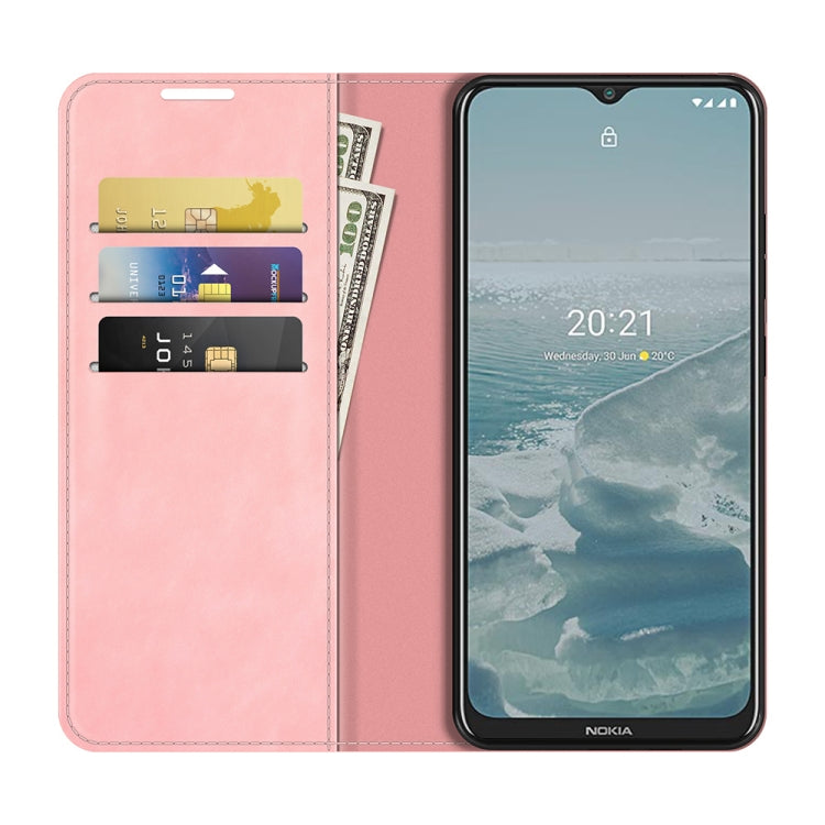 For Nokia G10/G20 Retro-skin Business Magnetic Suction Leather Case with Holder & Card Slots & Wallet