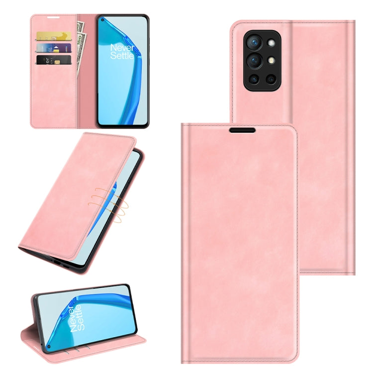 For OnePlus 9R Retro-skin Business Magnetic Suction Leather Case with Holder & Card Slots & Wallet