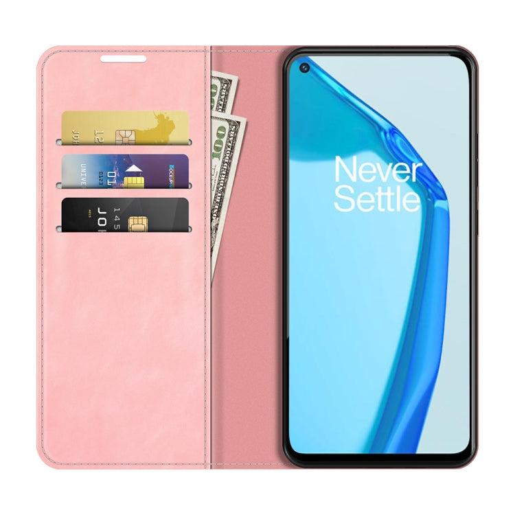 For OnePlus 9R Retro-skin Business Magnetic Suction Leather Case with Holder & Card Slots & Wallet