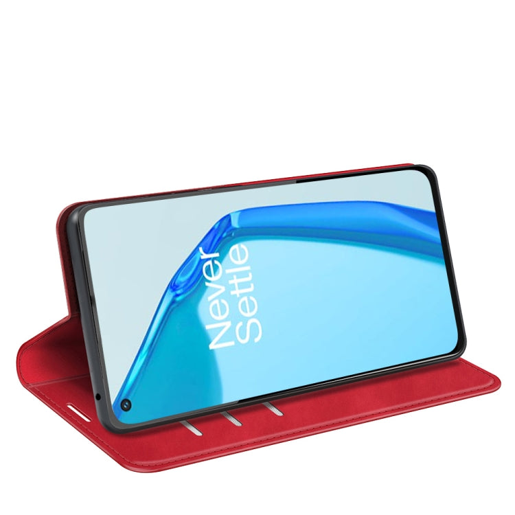 For OnePlus 9R Retro-skin Business Magnetic Suction Leather Case with Holder & Card Slots & Wallet