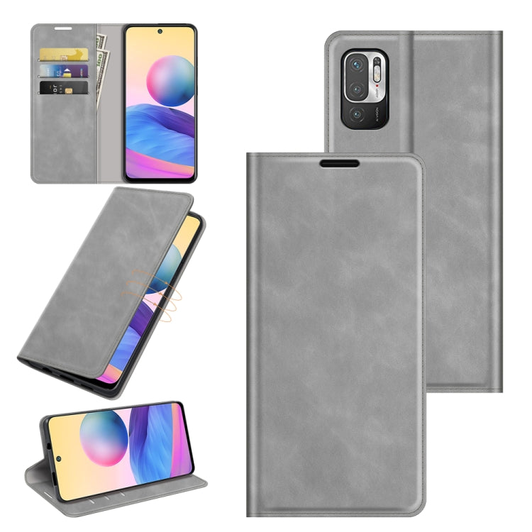 For Xiaomi Note 10 5G / Poco M3 Pro 5G Retro-skin Business Magnetic Suction Leather Case with Holder & Card Slots & Wallet