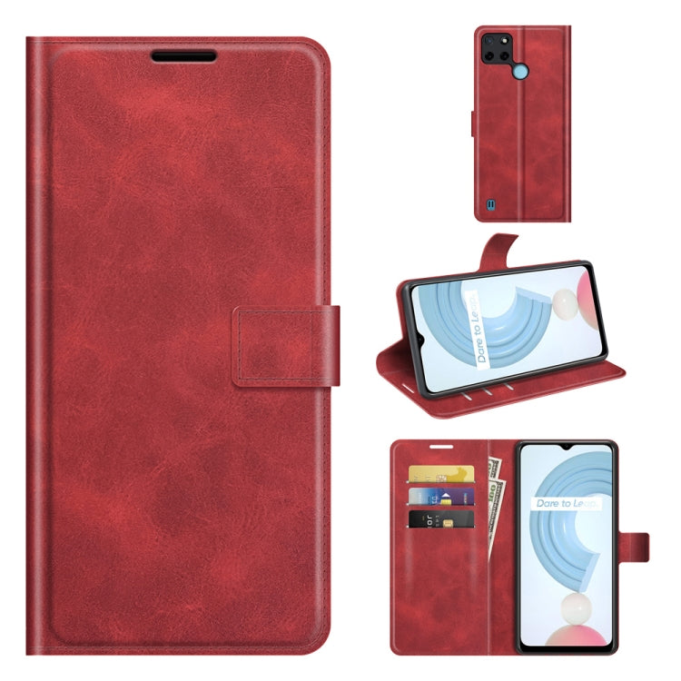 For OPPO Realme C21Y Retro Calf Pattern Buckle Horizontal Flip Leather Case with Holder & Card Slots & Wallet