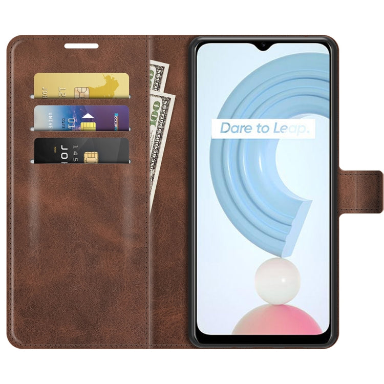 For OPPO Realme C21Y Retro Calf Pattern Buckle Horizontal Flip Leather Case with Holder & Card Slots & Wallet