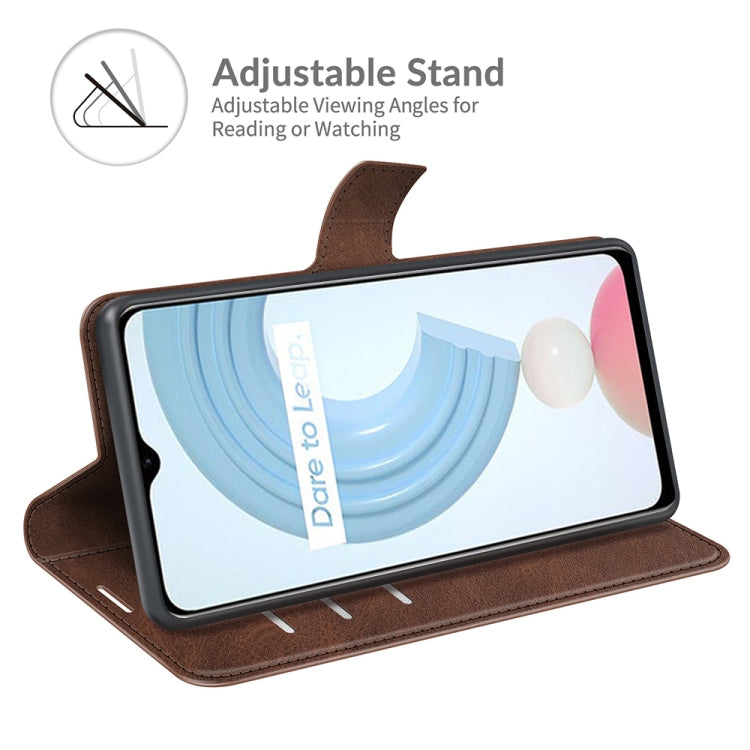 For OPPO Realme C21Y Retro Calf Pattern Buckle Horizontal Flip Leather Case with Holder & Card Slots & Wallet