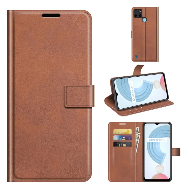 For OPPO Realme C21Y Retro Calf Pattern Buckle Horizontal Flip Leather Case with Holder & Card Slots & Wallet