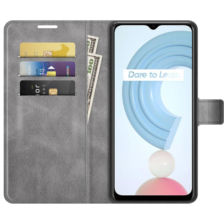 For OPPO Realme C21Y Retro Calf Pattern Buckle Horizontal Flip Leather Case with Holder & Card Slots & Wallet
