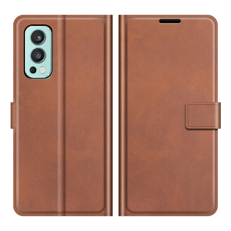 For OnePlus Nord 2 5G Retro Calf Pattern Buckle Horizontal Flip Leather Case with Holder & Card Slots & Wallet