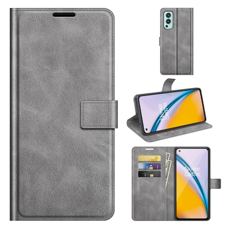 For OnePlus Nord 2 5G Retro Calf Pattern Buckle Horizontal Flip Leather Case with Holder & Card Slots & Wallet