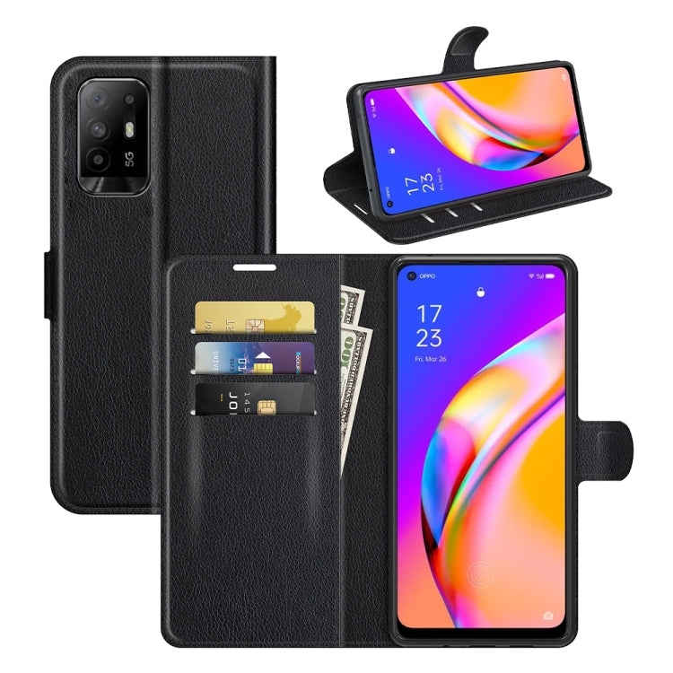 For OPPO A94 5G / F19 Pro+ 5G / Reno5 Z Litchi Texture Horizontal Flip Protective Case with Holder & Card Slots & Wallet
