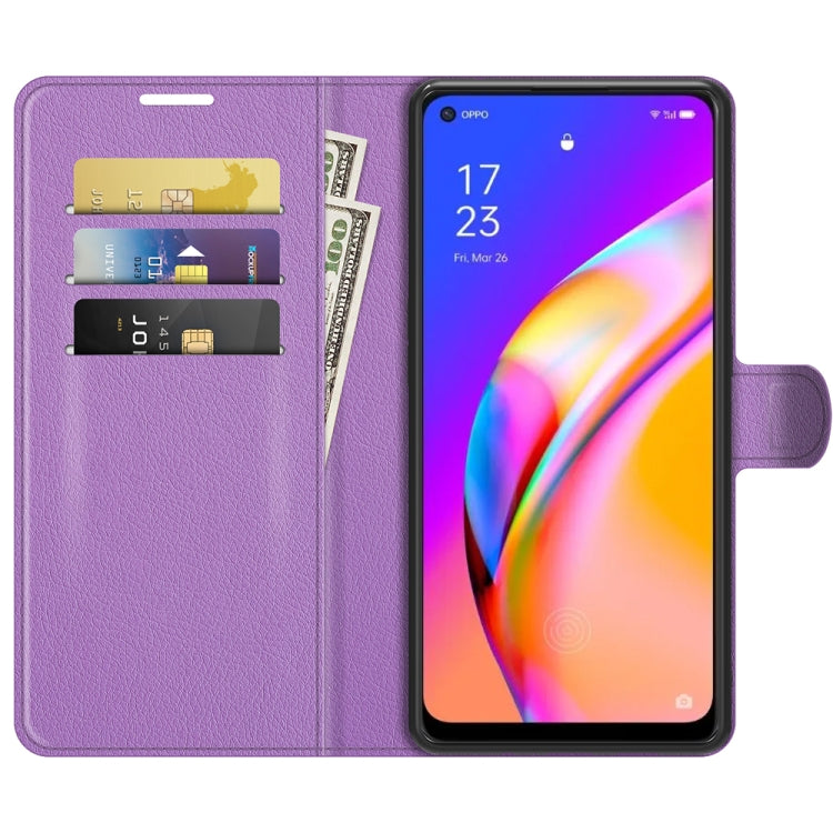 For OPPO A94 5G / F19 Pro+ 5G / Reno5 Z Litchi Texture Horizontal Flip Protective Case with Holder & Card Slots & Wallet