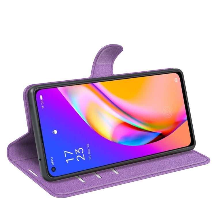 For OPPO A94 5G / F19 Pro+ 5G / Reno5 Z Litchi Texture Horizontal Flip Protective Case with Holder & Card Slots & Wallet