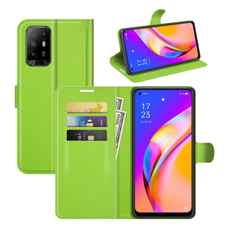 For OPPO A94 5G / F19 Pro+ 5G / Reno5 Z Litchi Texture Horizontal Flip Protective Case with Holder & Card Slots & Wallet