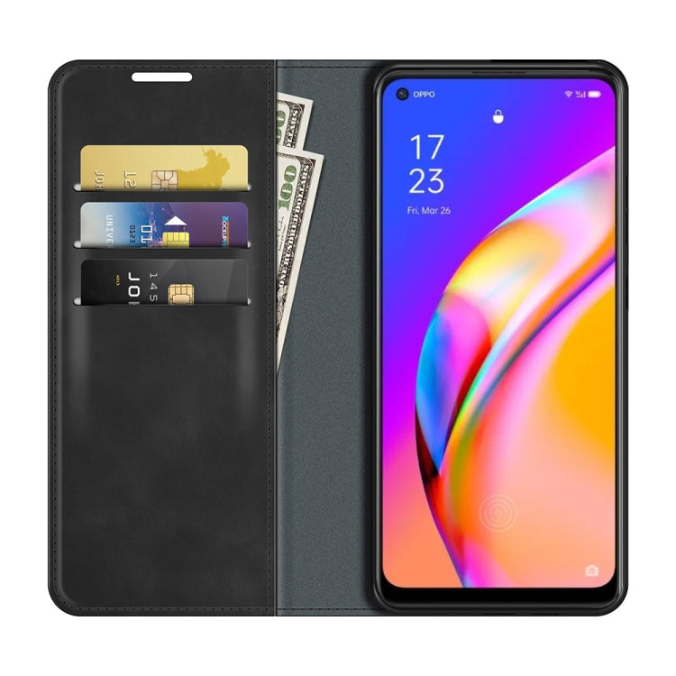 For OPPO A94 5G / F19 Pro+ 5G / Reno5 Z Retro-skin Business Magnetic Suction Leather Case with Holder & Card Slots & Wallet