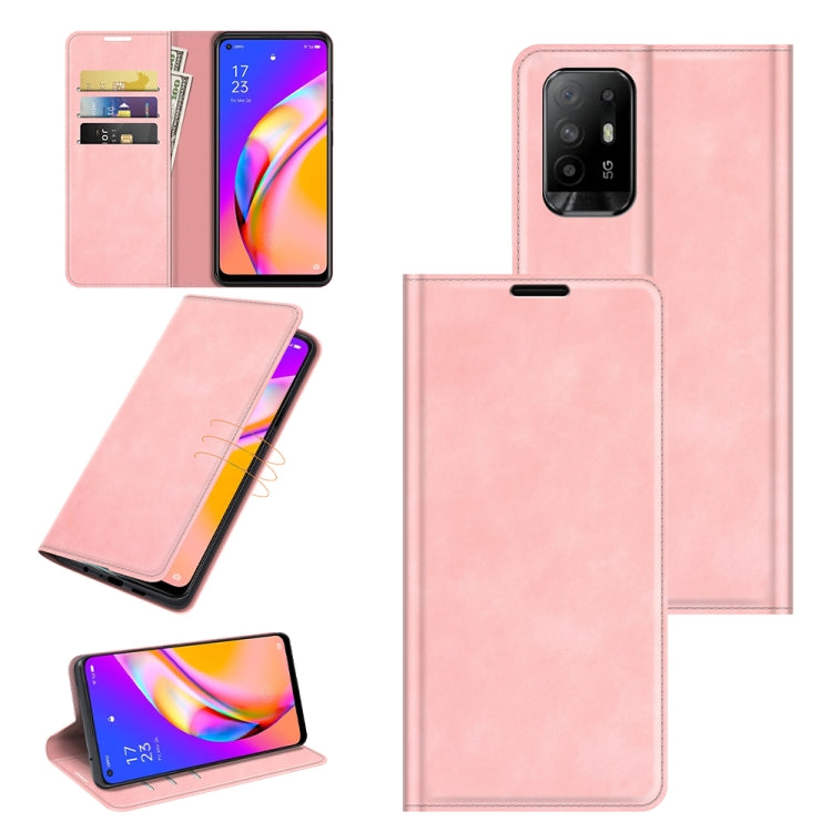 For OPPO A94 5G / F19 Pro+ 5G / Reno5 Z Retro-skin Business Magnetic Suction Leather Case with Holder & Card Slots & Wallet