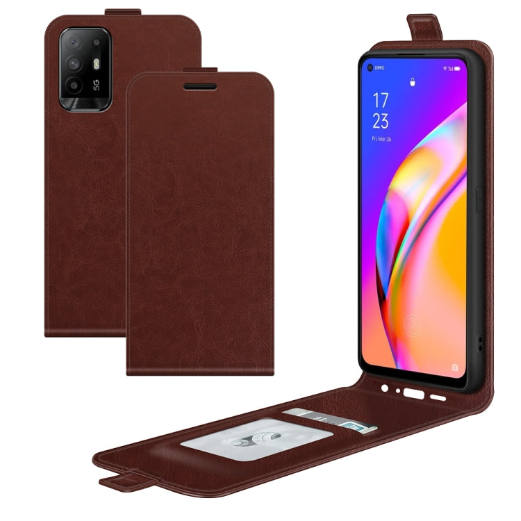 For OPPO A94 5G / F19 Pro+ 5G / Reno5 Z R64 Texture Single Vertical Flip Leather Protective Case with Card Slots & Photo Frame