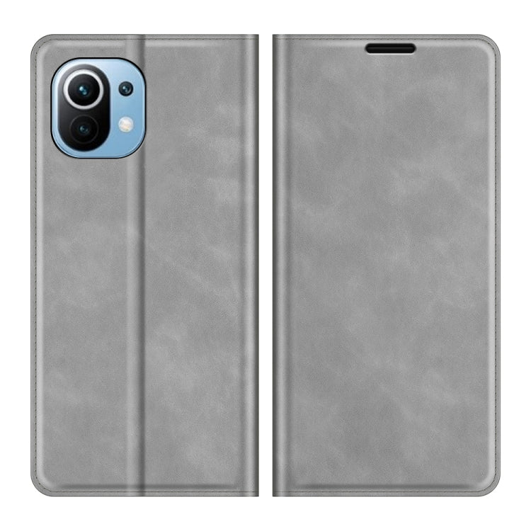 For Xiaomi Mi 11 Lite Retro-skin Business Magnetic Suction Leather Case with Holder & Card Slots & Wallet