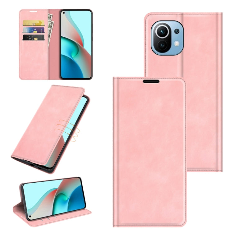 For Xiaomi Mi 11 Lite Retro-skin Business Magnetic Suction Leather Case with Holder & Card Slots & Wallet