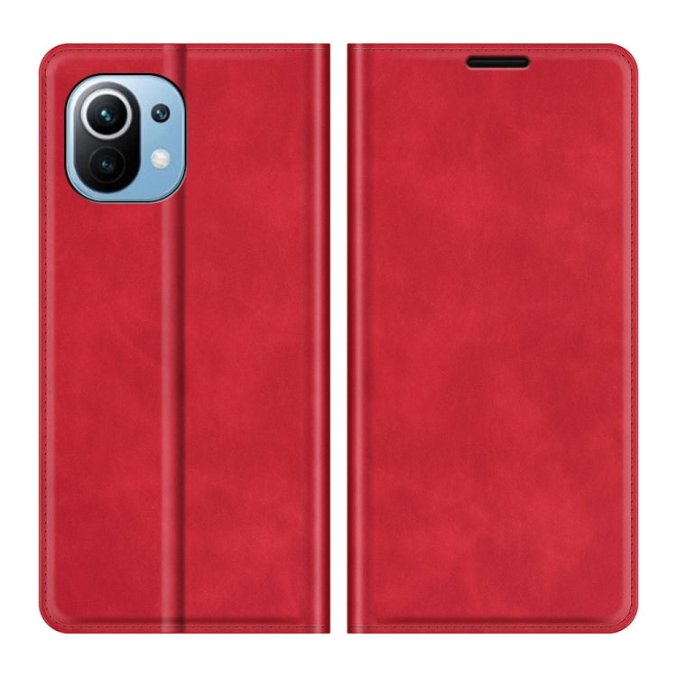 For Xiaomi Mi 11 Lite Retro-skin Business Magnetic Suction Leather Case with Holder & Card Slots & Wallet